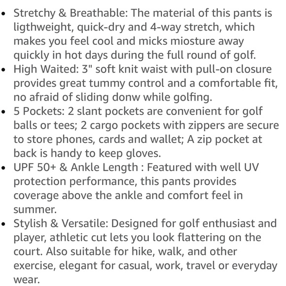 Santiny Women’s Black High Waist Stretch 7/8 Ankle Golf / Athletic Pants - Picture 8 of 13